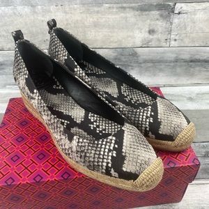 Tory Burch Heather 40mm satin wedge espadrille 9 shoes excellent condition